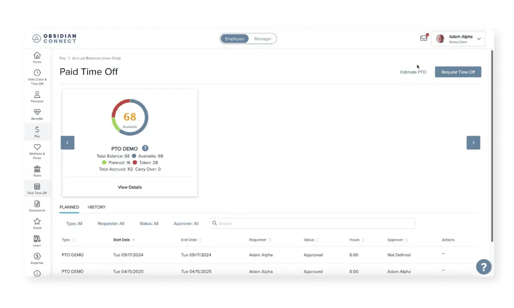 PTO and Sick Leave Tracking Dashboard